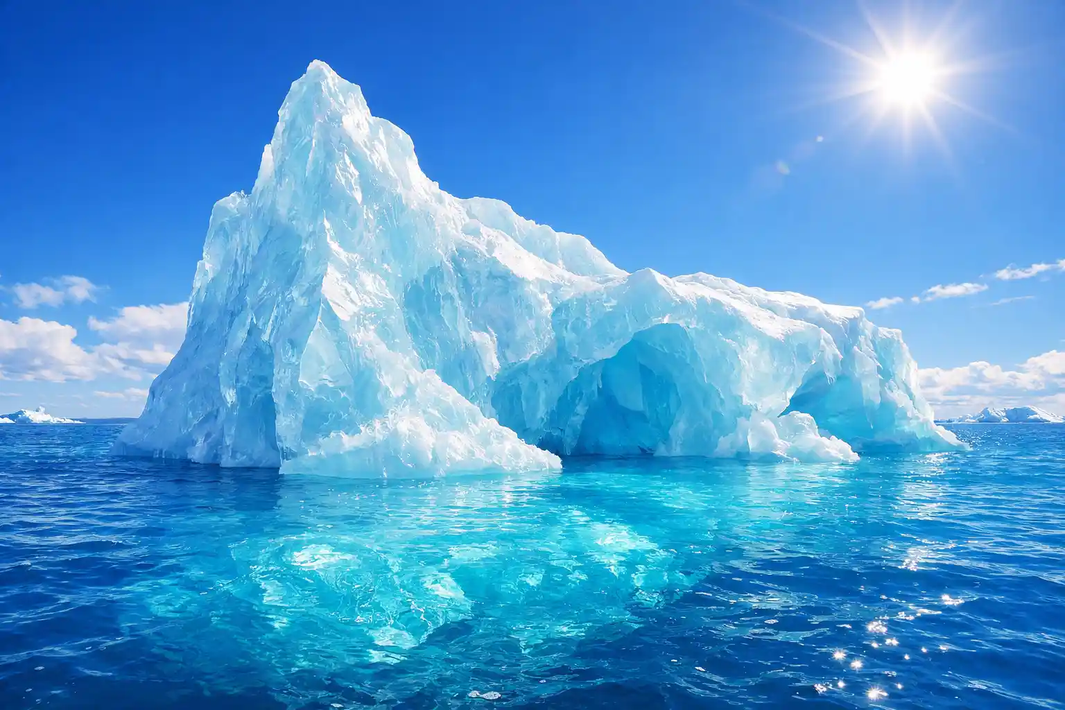 Floating iceberg showing the beauty and mystery of ice