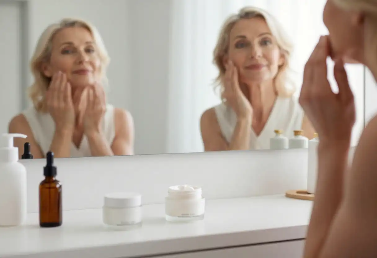 Anti Aging Creams and Serums on Vanity with Natural Morning Light