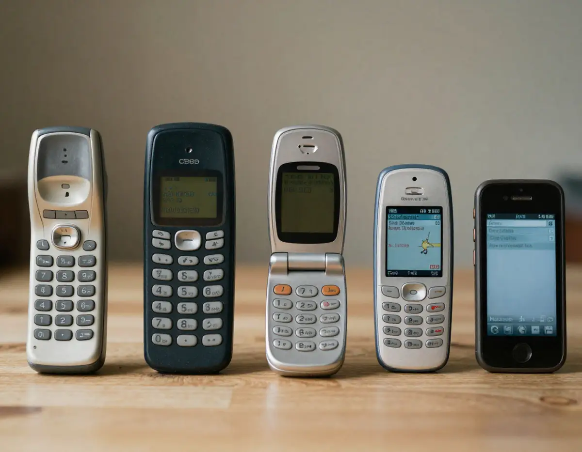 Evolution of cellphones from early mobile phones to modern smartphones