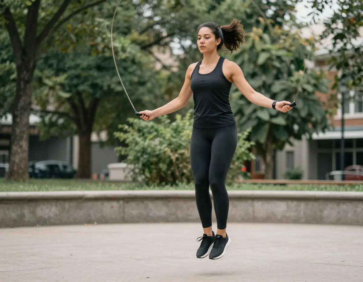 Person jumping rope during an energizing fitness session