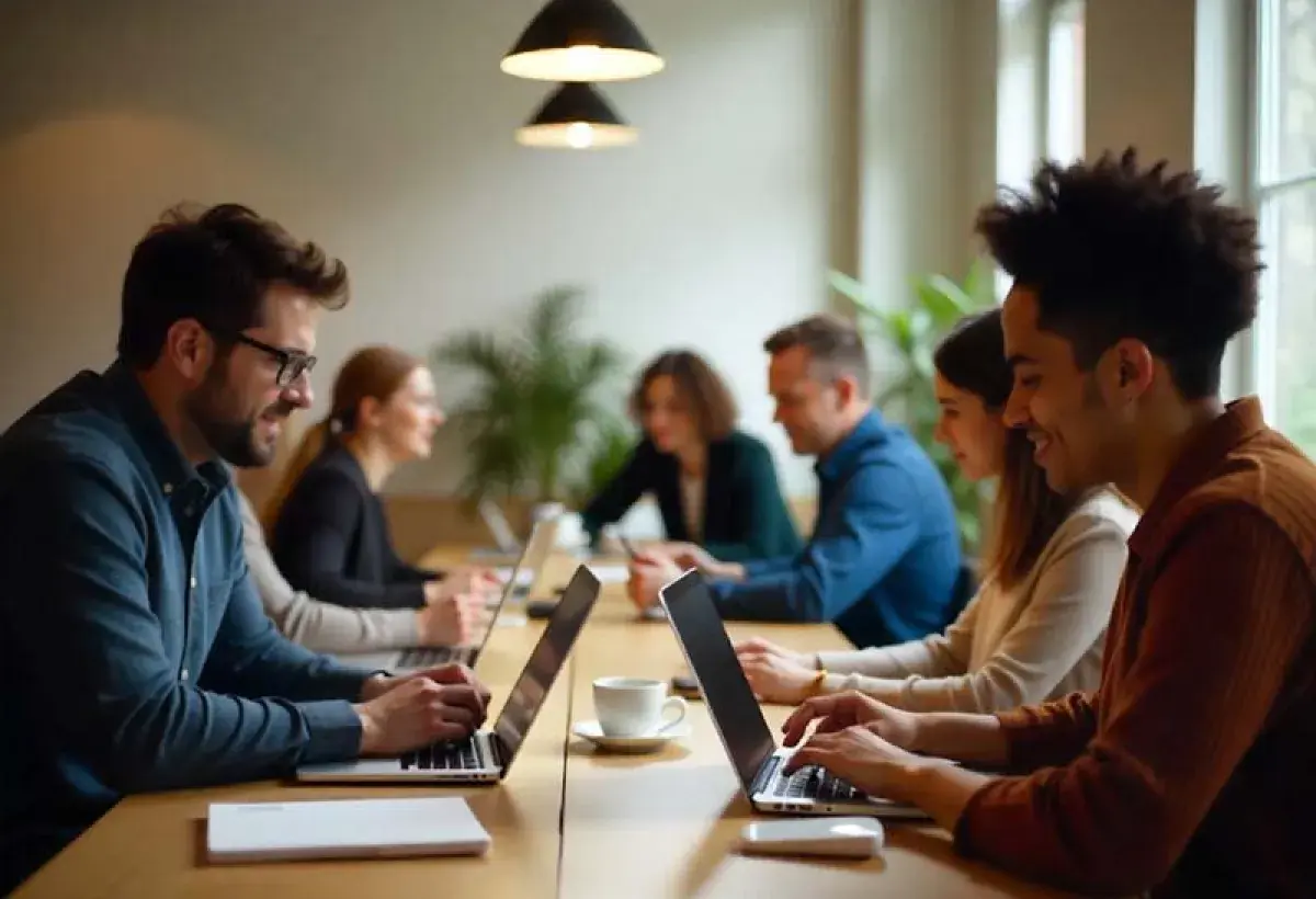 Americans exploring side hustle opportunities in a coworking environment