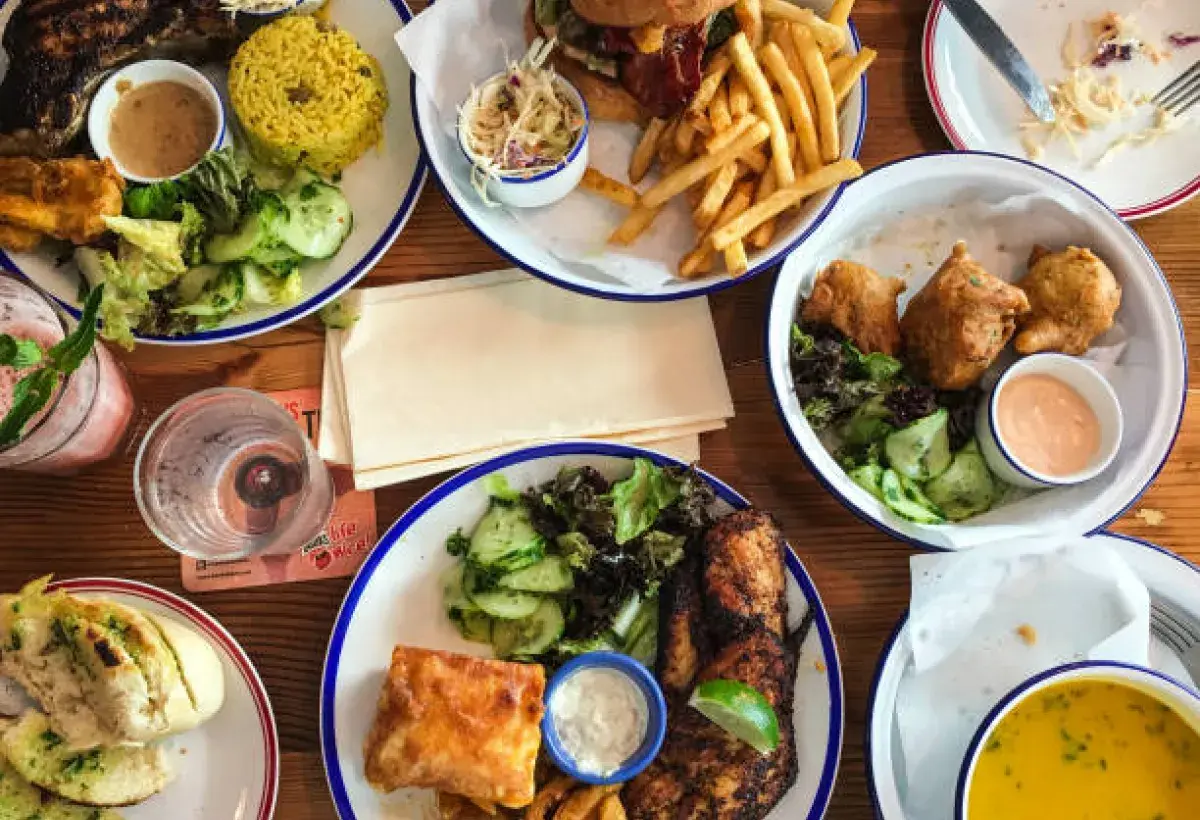 American casual dining restaurant showcasing very large entrées