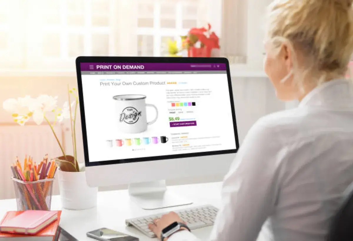 Digital product designer creating templates for online sales