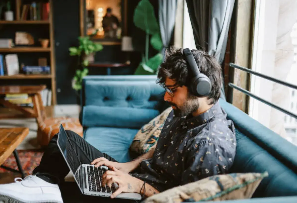 Young remote worker using flexible workspace in 2025