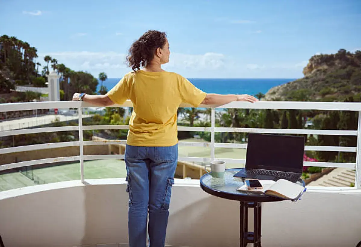 Remote worker enjoying stress free environment