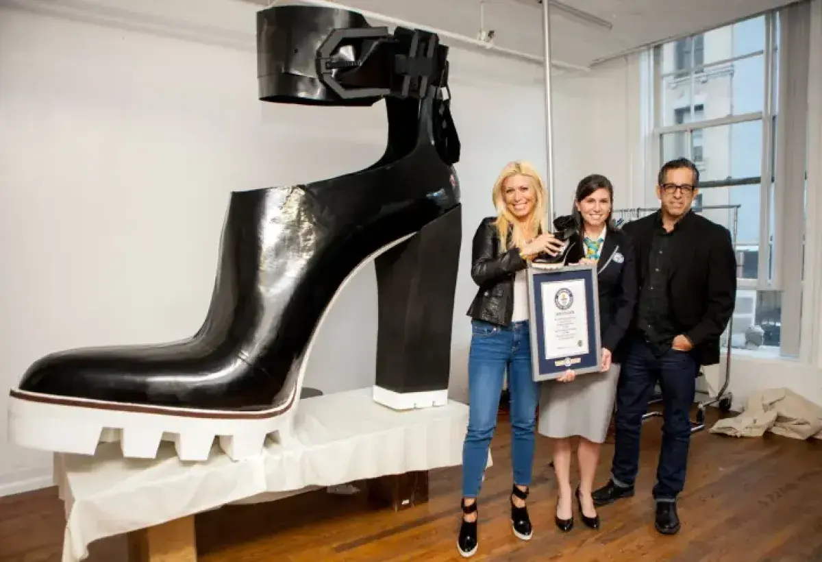 Record breaking twenty inch high heels displayed in museum