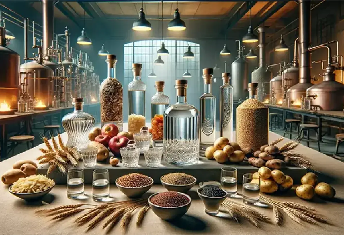 Different ingredients used for vodka production