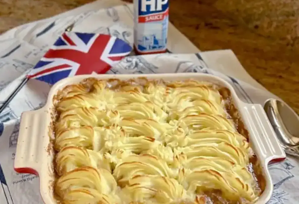 HP Sauce served with classic British comfort food