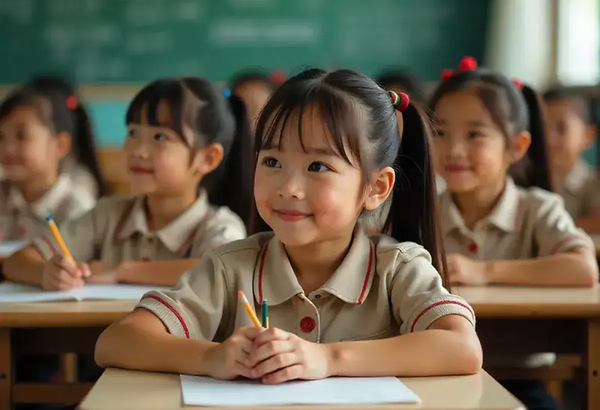 Chinese students following strict hairstyle rules in school