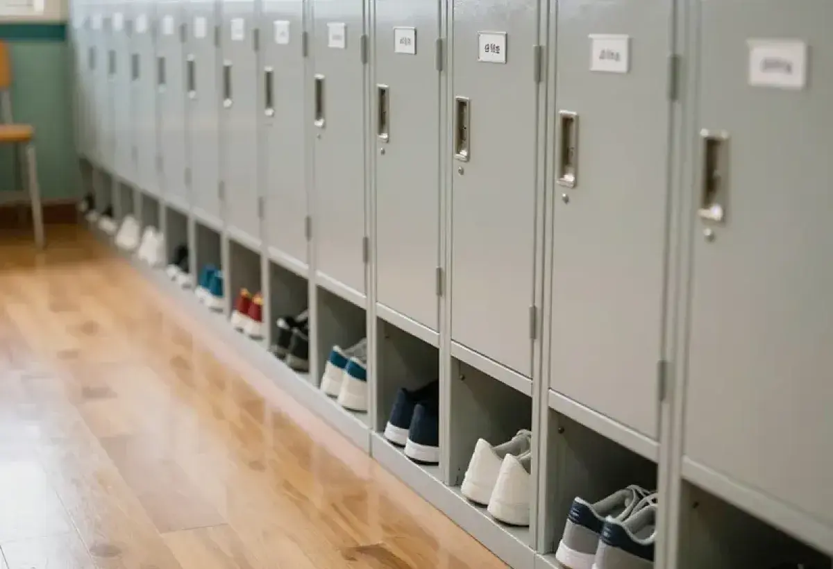 South Korean school shoe changing area