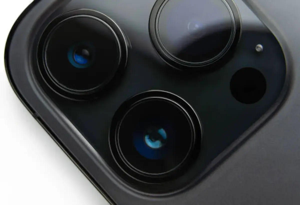 Close up of modern iPhone camera lenses