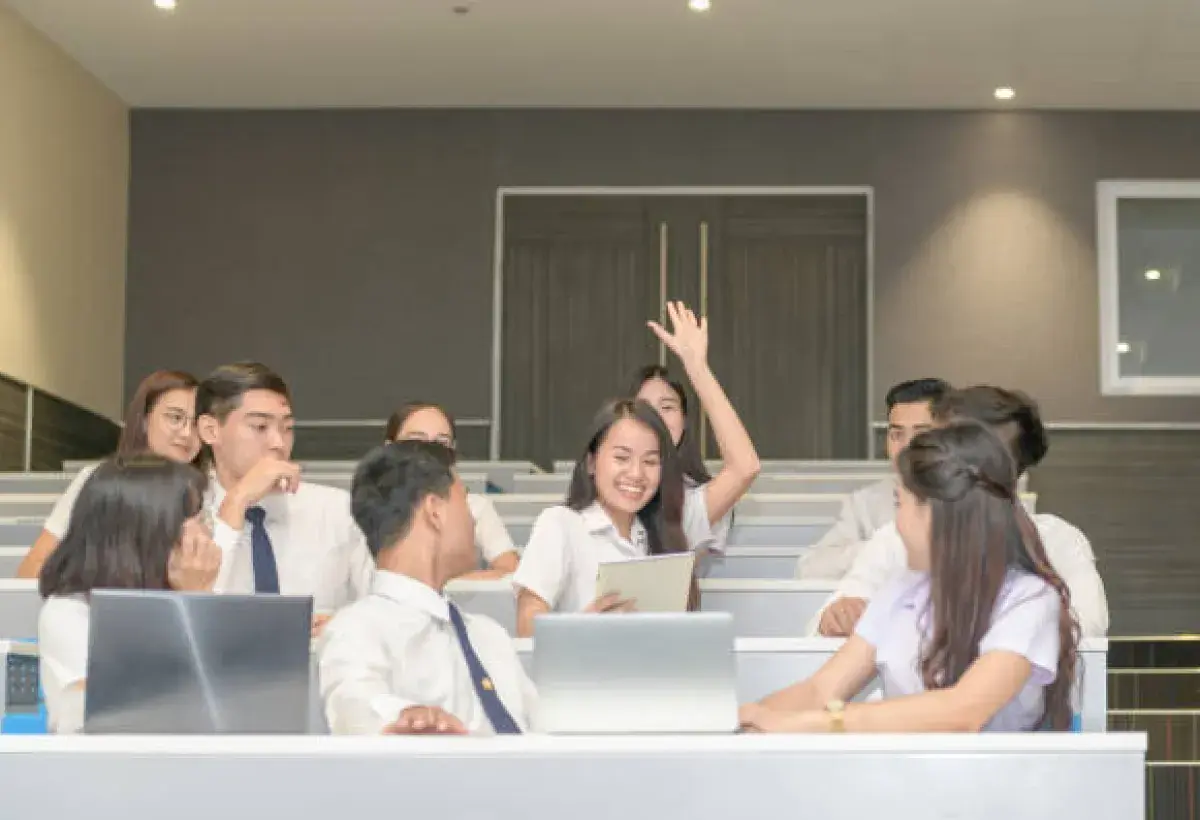 Thai students showing positive expressions in school