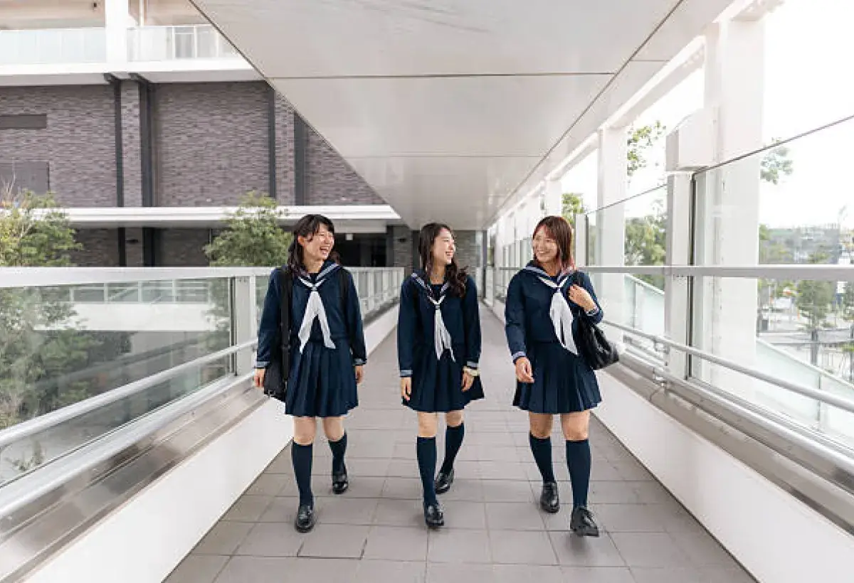 Japanese school uniforms with dark socks