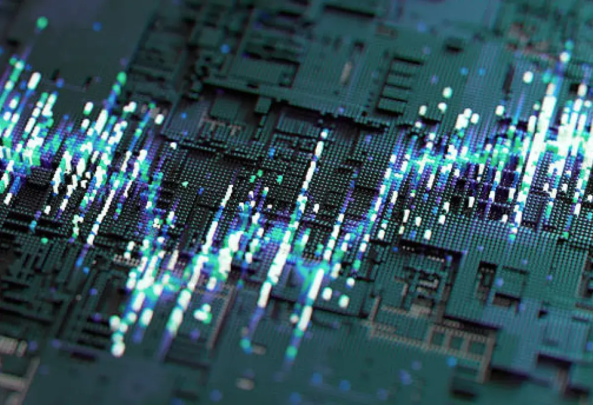 Silicon processor wafer representing chip manufacturing