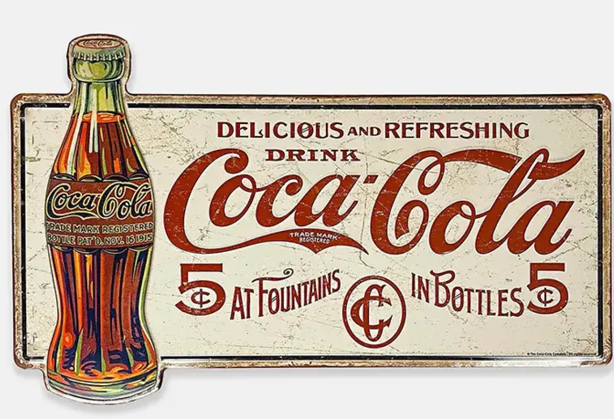 Coca-Cola bottle costing five cents in early 1900s