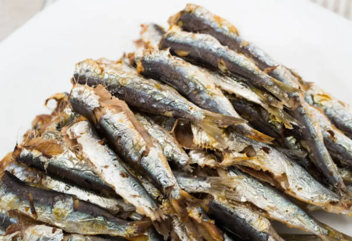 Soft edible bones visible in canned sardines