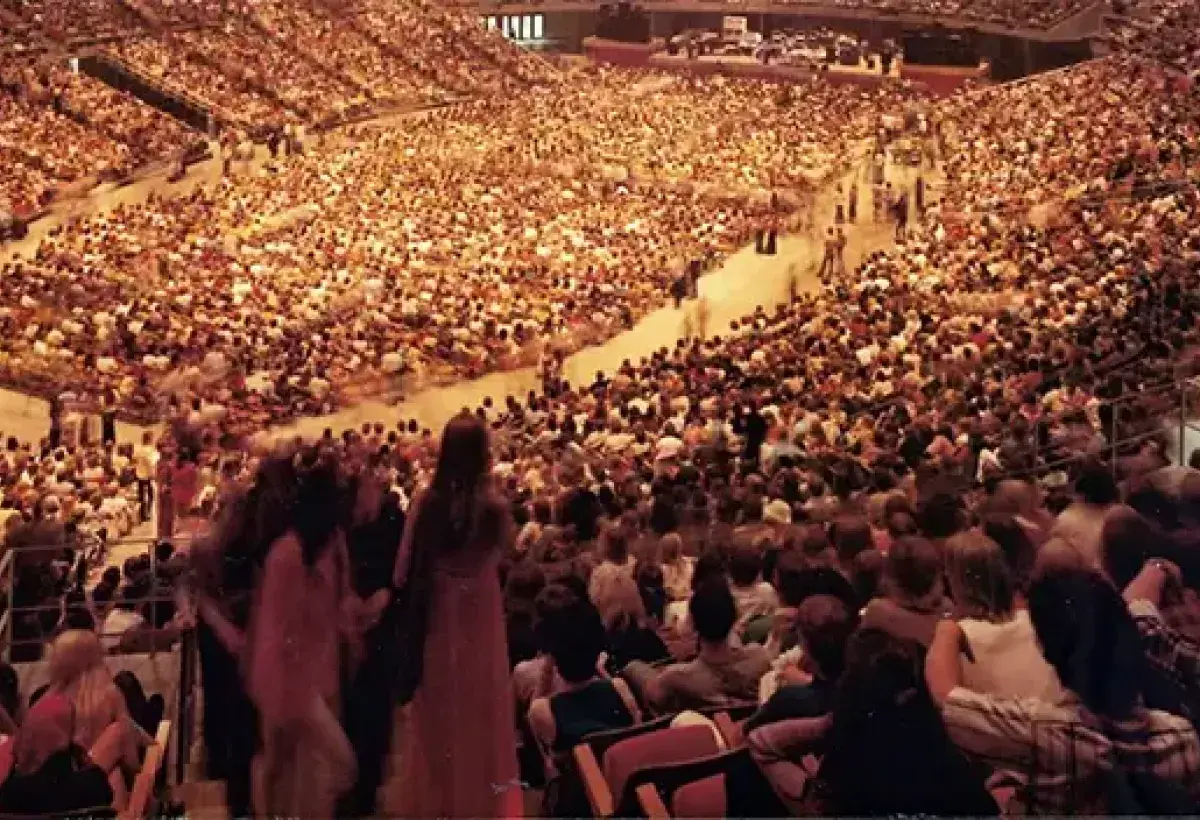 Saint Paul Civic Center packed with concert fans in the 1980s