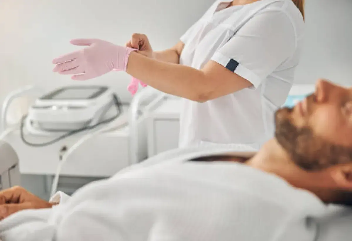 Male bikini waxing professional setup