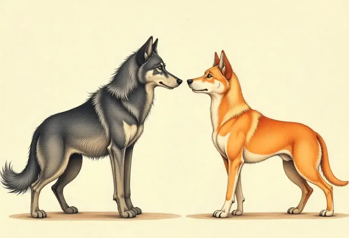 Illustration showing evolution from wolf to modern dog
