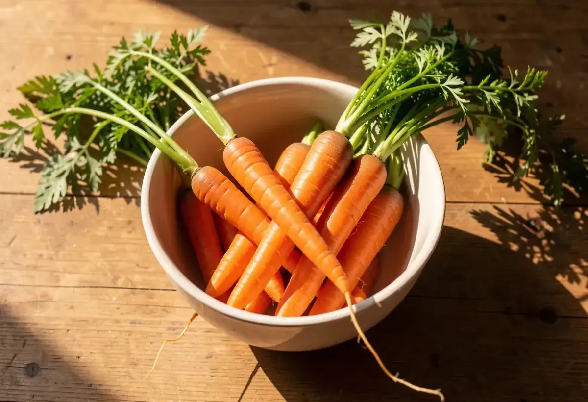 Fresh carrots rich in beta carotene for eye health