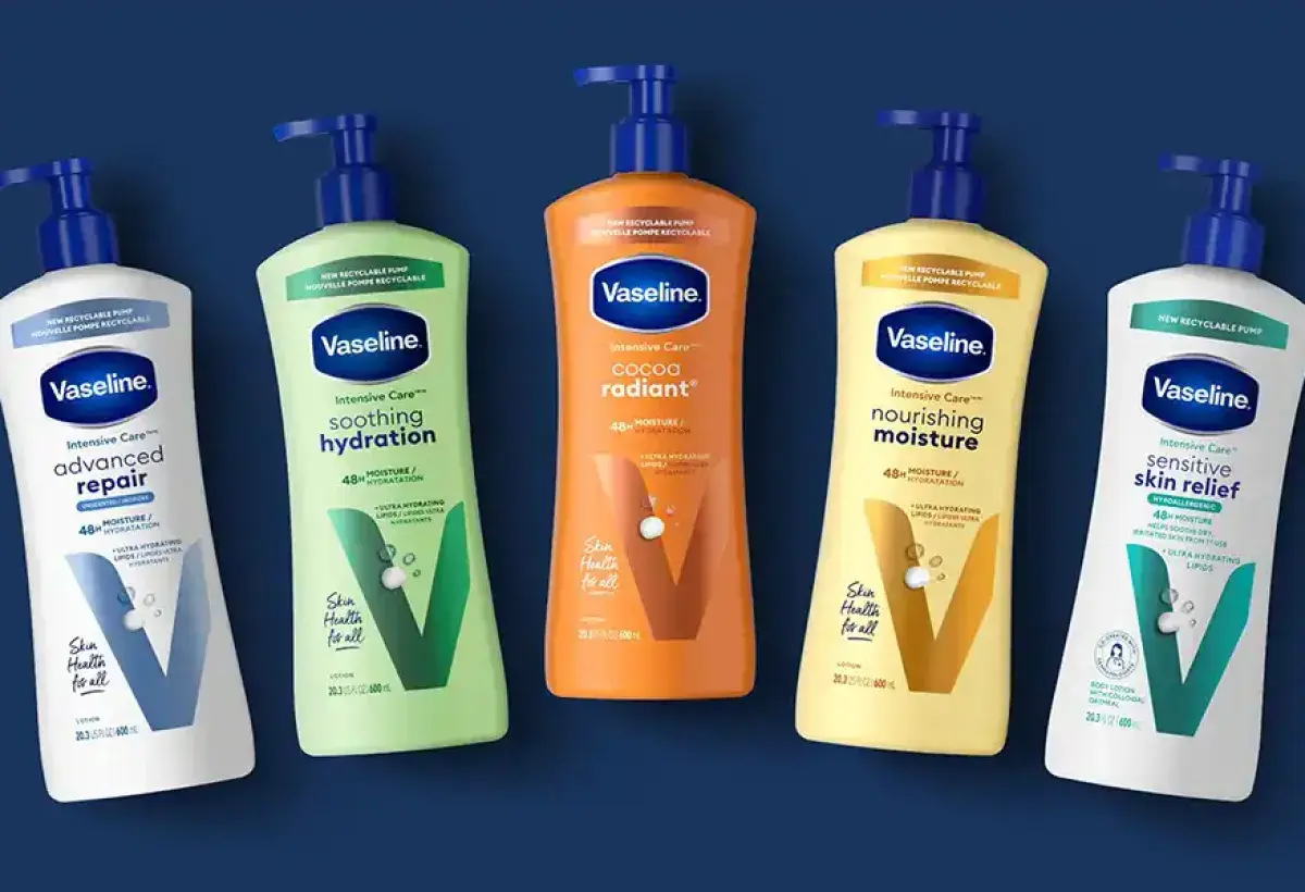 Contemporary Vaseline product range displayed on store shelves
