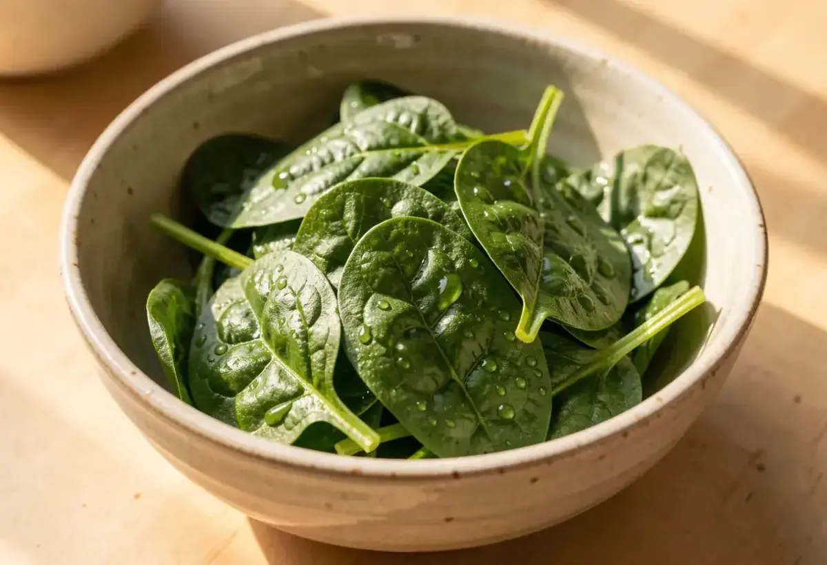 Fresh spinach leaves high in lutein and zeaxanthin