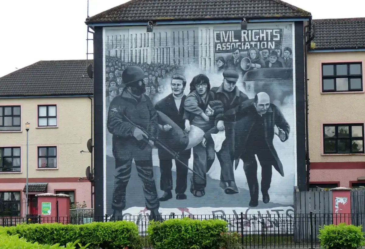 Portrait mural of a young Bloody Sunday victim