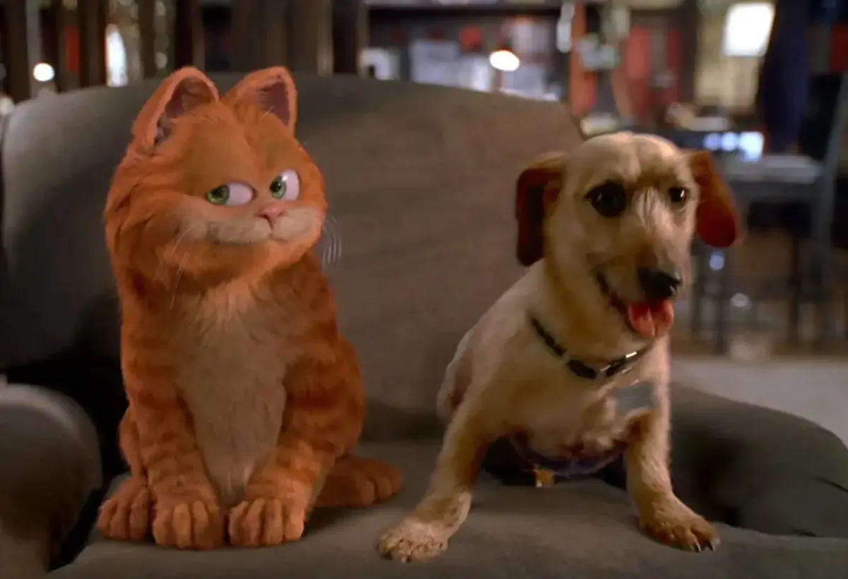 Odie and Garfield in live action adaptation