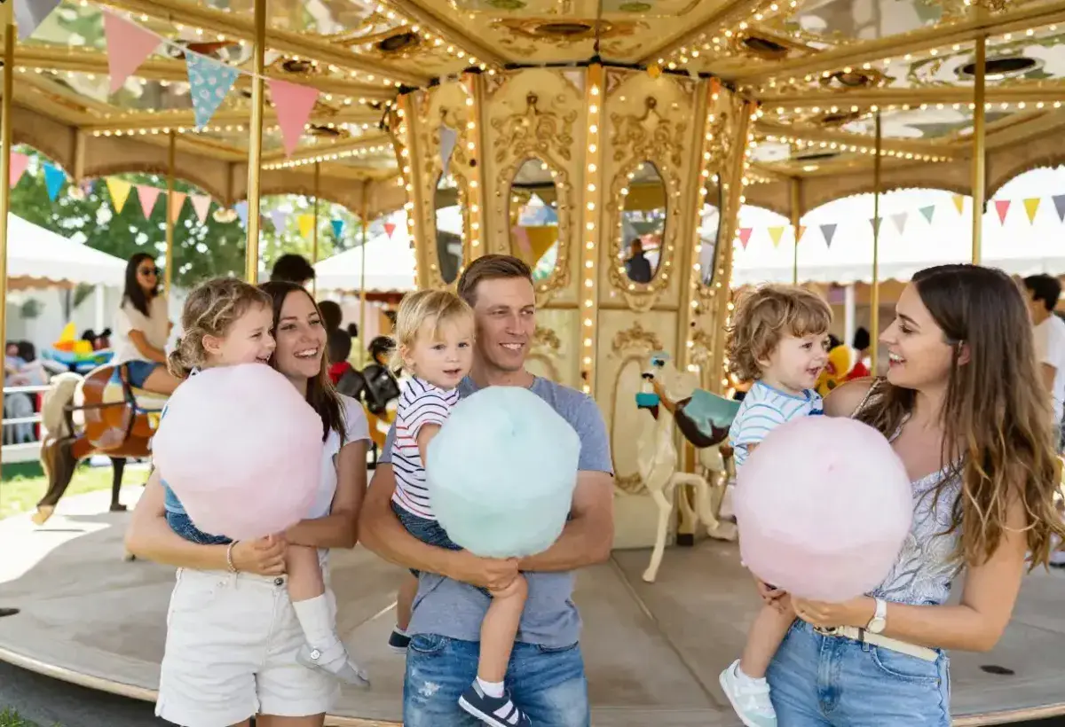 carousel celebration with families