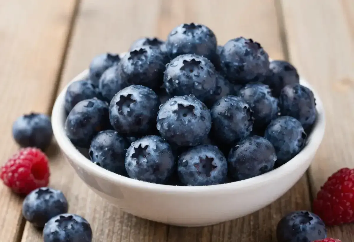 fresh blueberries in a bowl