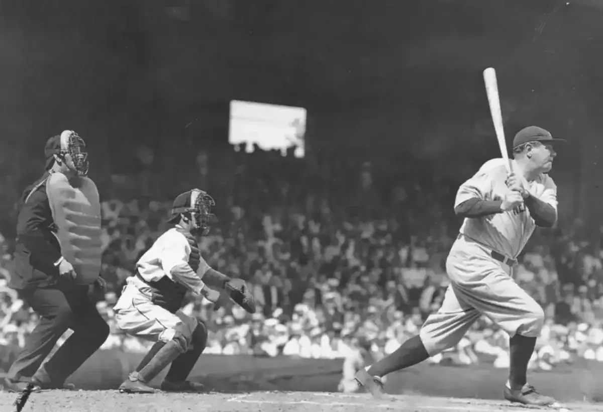 Babe Ruth classic baseball swing