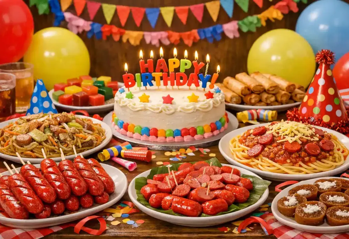Red hot dogs at Filipino birthday celebration