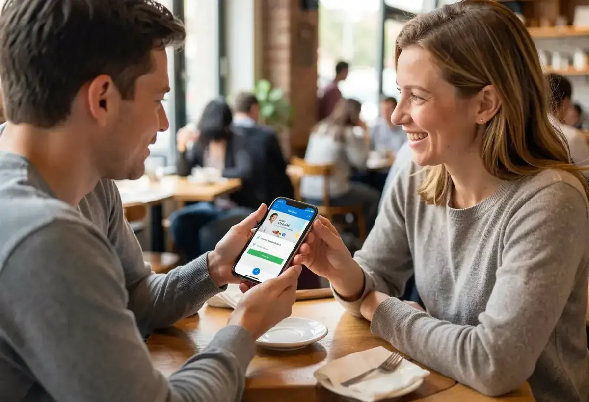 Americans discussing finances over coffee