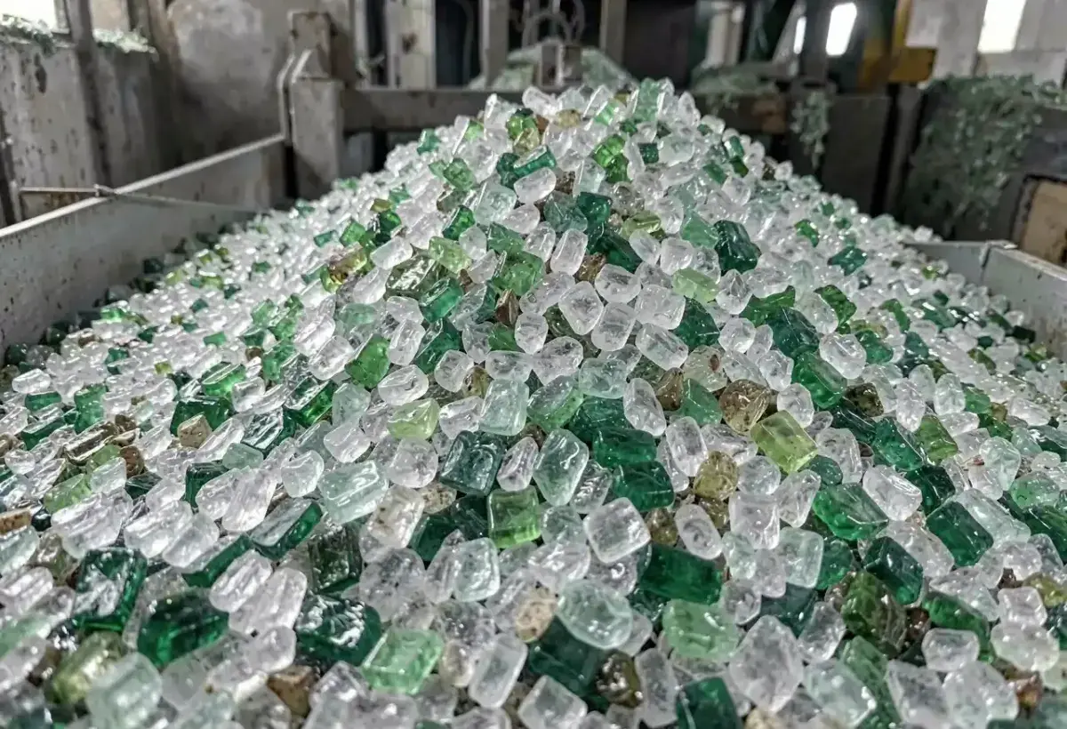Recycled glass cullet prepared for reuse in glass manufacturing