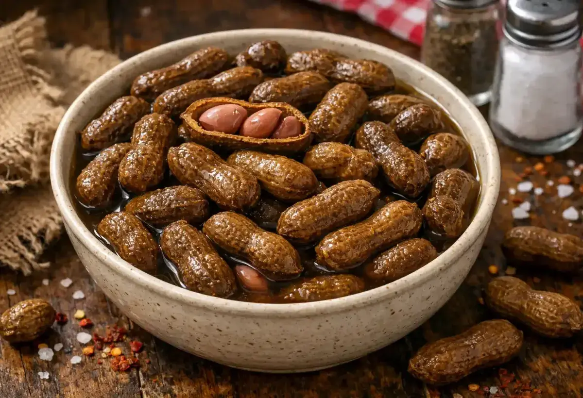 Southern boiled peanuts served warm in a bowl