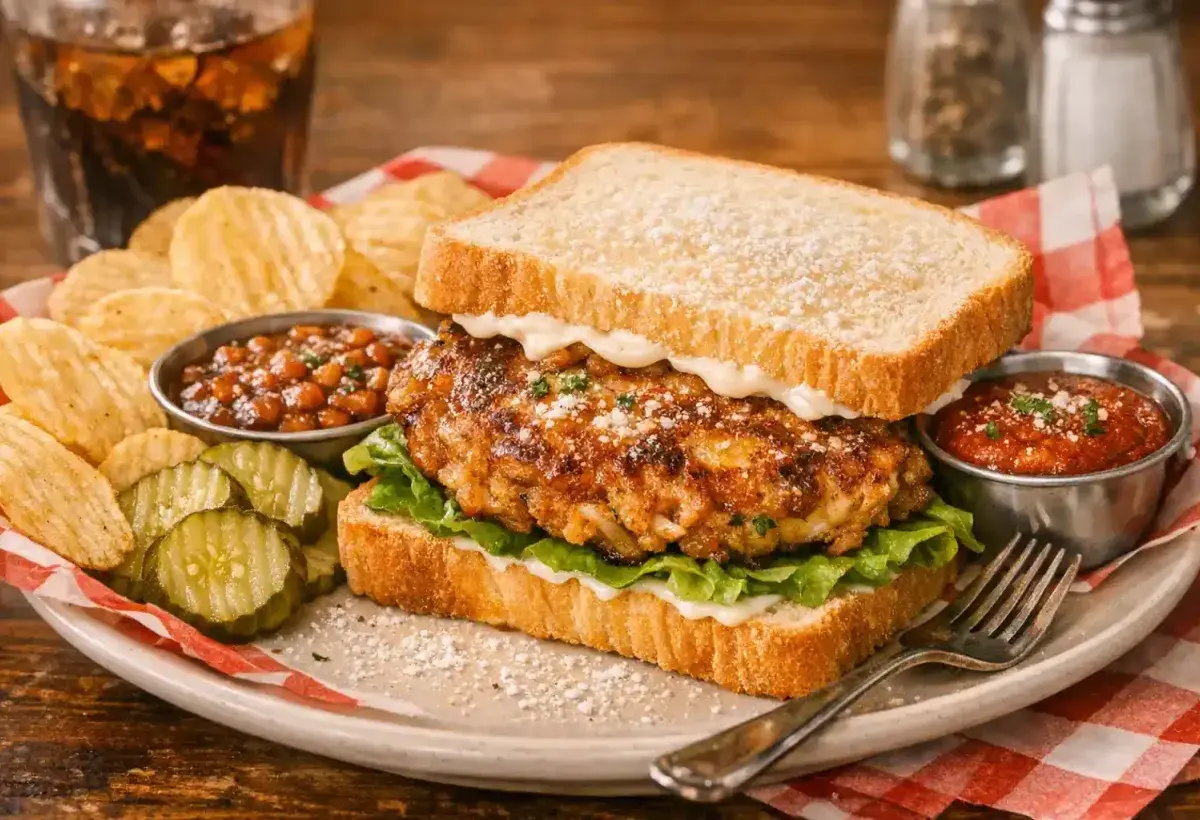 St. Paul sandwich with egg patty and vegetables