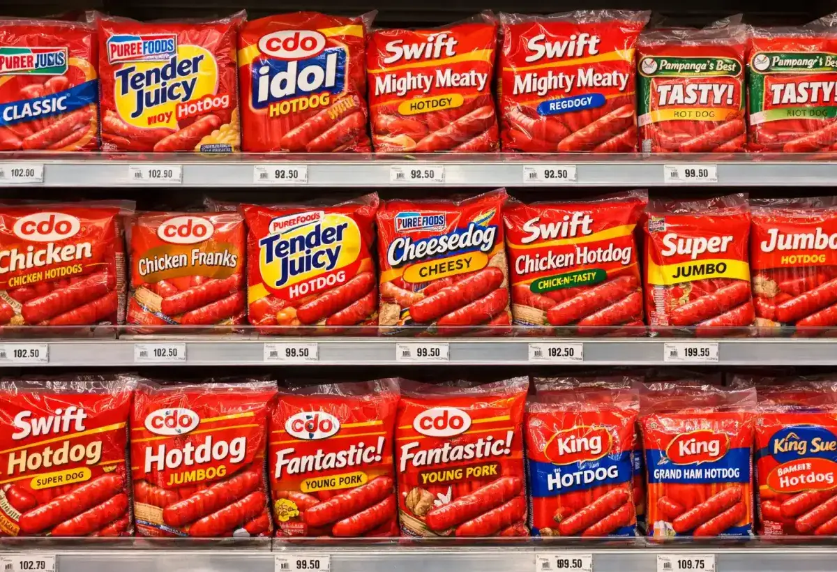 Filipino hot dog brands in supermarket display