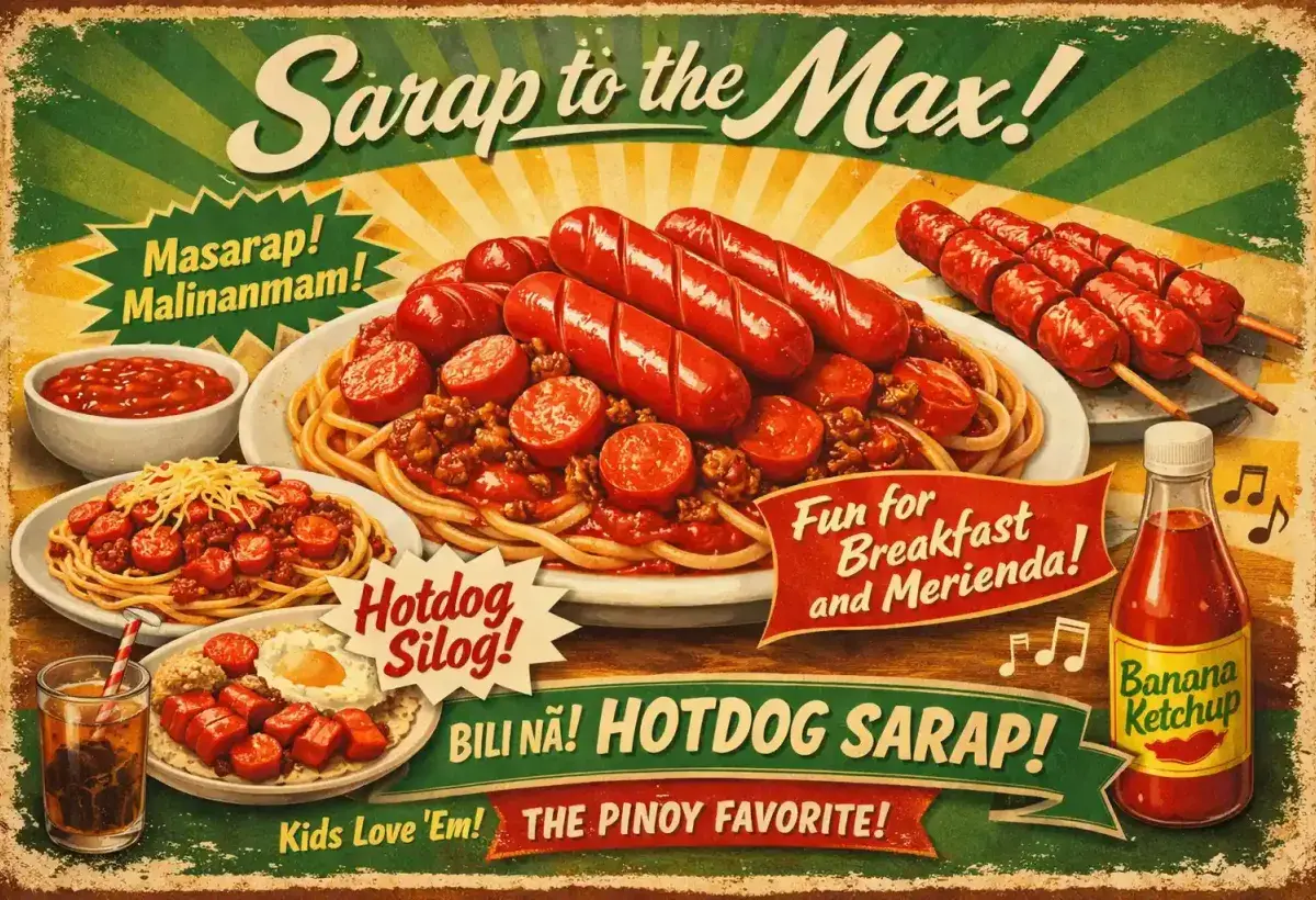 Classic Filipino hot dog advertisement