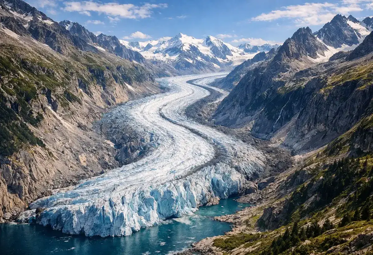 Glacier shaping landscape over time
