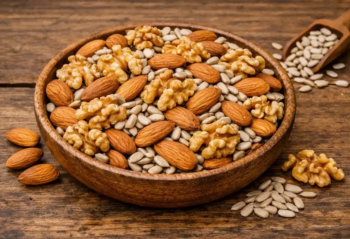 Nuts and seeds rich in nutrients for healthy hair