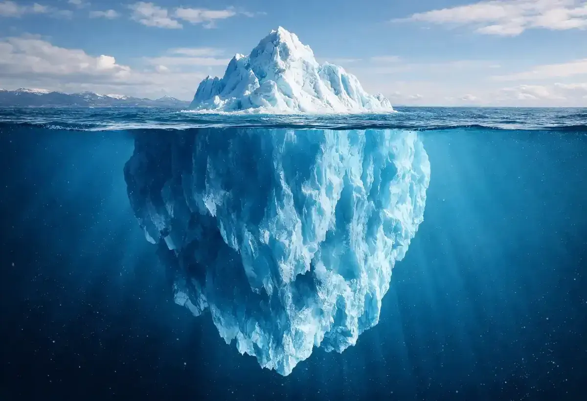 Iceberg showing most of its mass underwater
