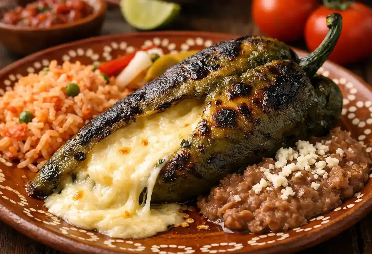New Mexico style chile relleno with roasted chile and cheese