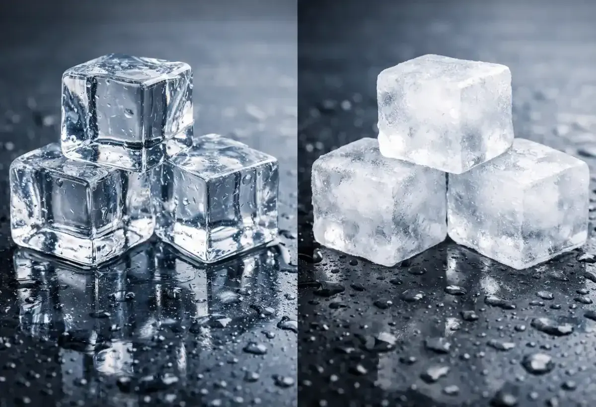 Clear ice versus cloudy ice comparison