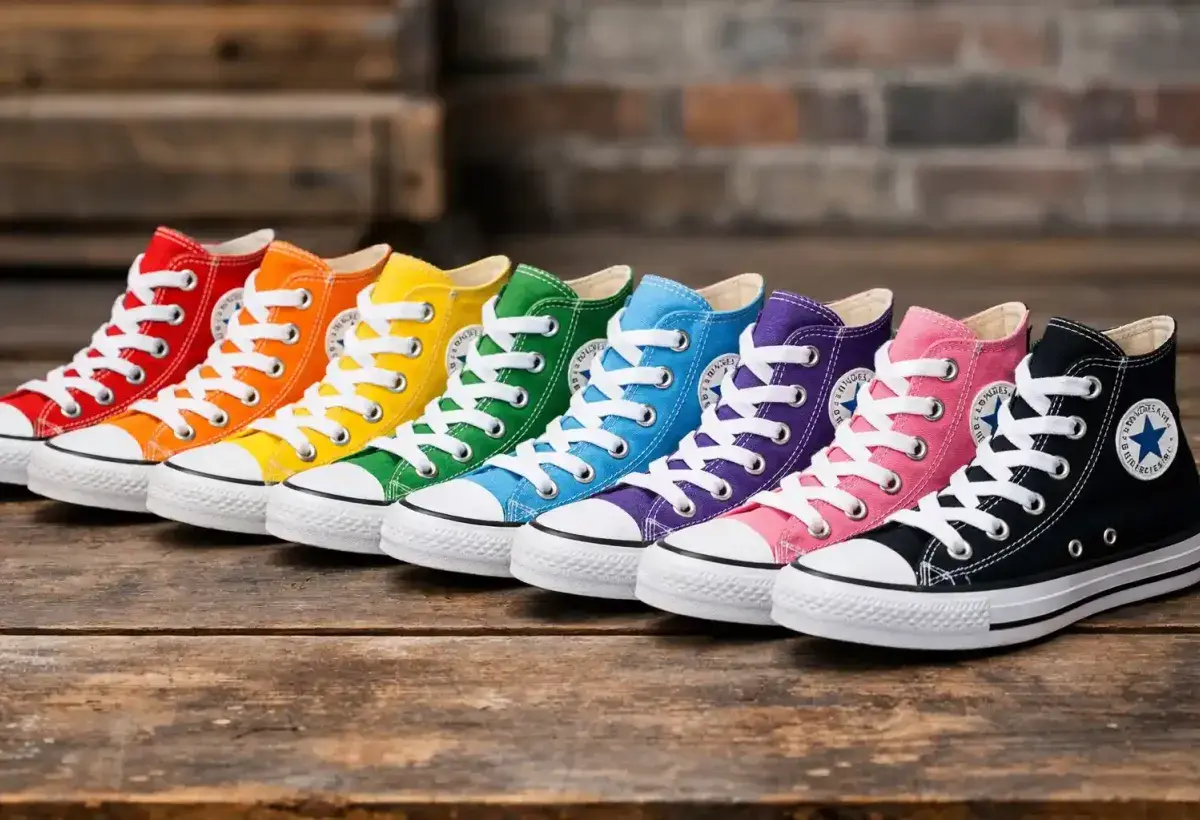 Different colored Converse sneakers lineup