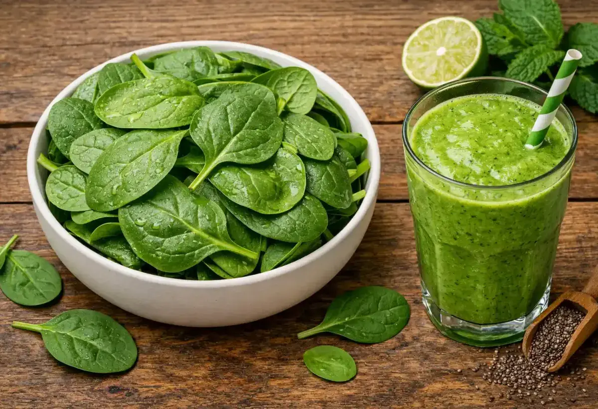 Spinach packed with iron and vitamins for healthy hair