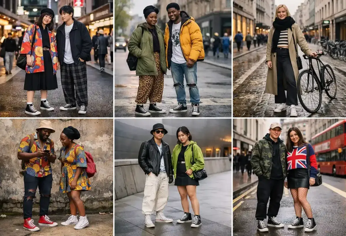 Global street style featuring Converse sneakers
