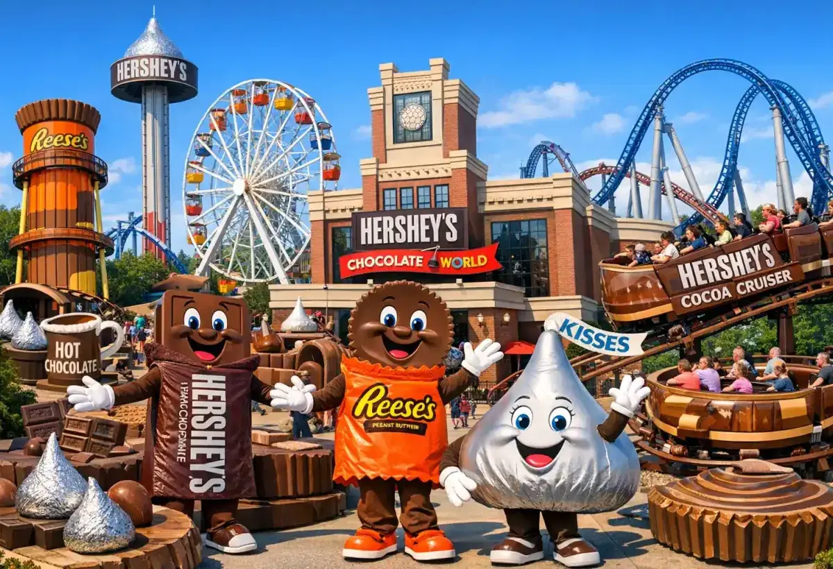Hersheypark amusement park with chocolate theme