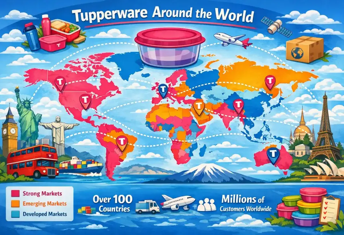 Illustration of Tupperware presence around the world