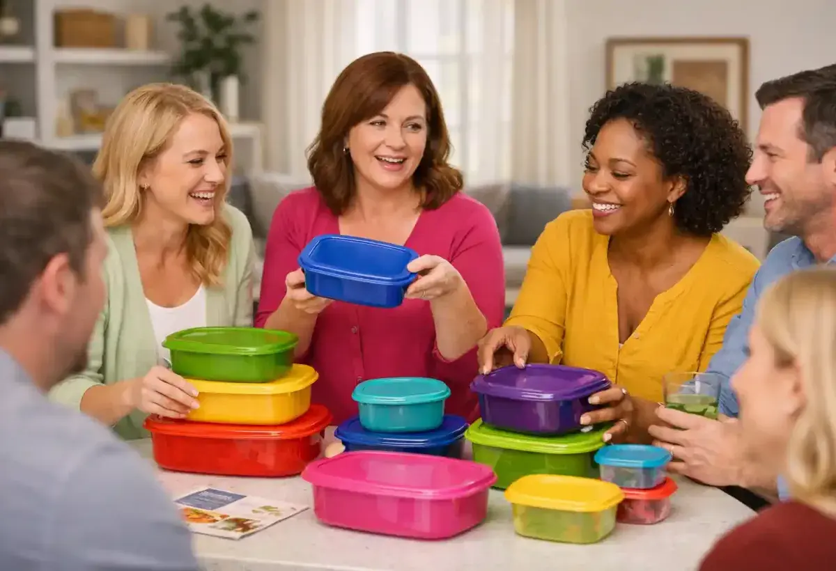 People attending a Tupperware style home sales party