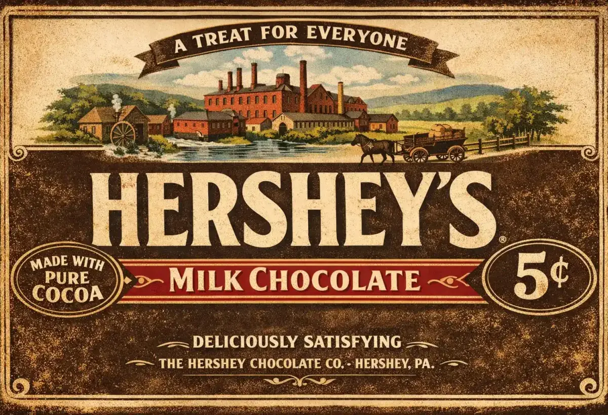 Original Hershey chocolate bar packaging design